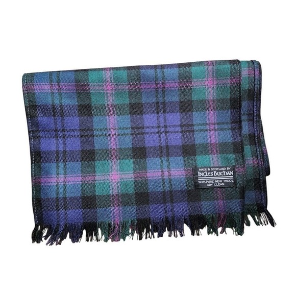 INGLES BUCHAN Other - INGLES BUCHAN Scottish Tartan Wool Scarf Green Blue Plaid heritage prep academia